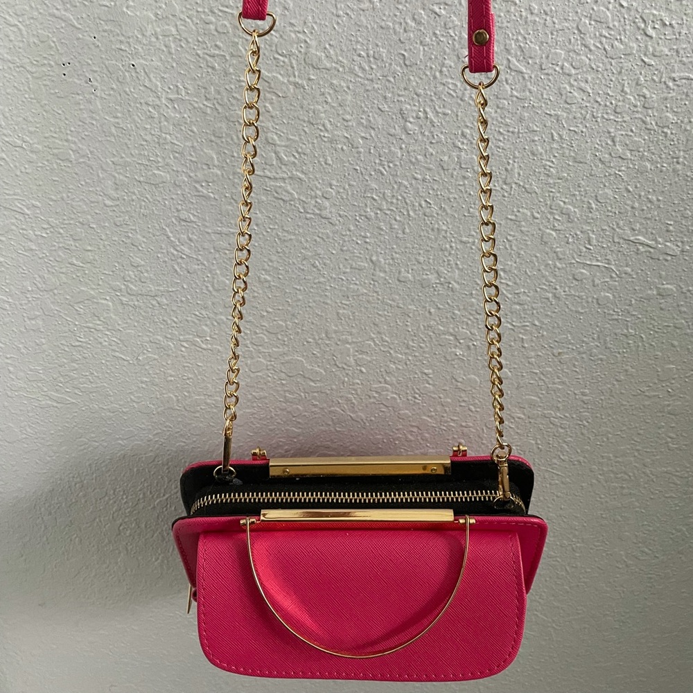 Pink and gold chain purse
